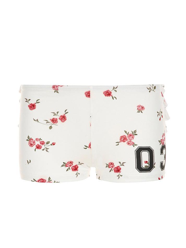 Floral Print Low-Rise Layered Ruched Shorts - AnotherChill