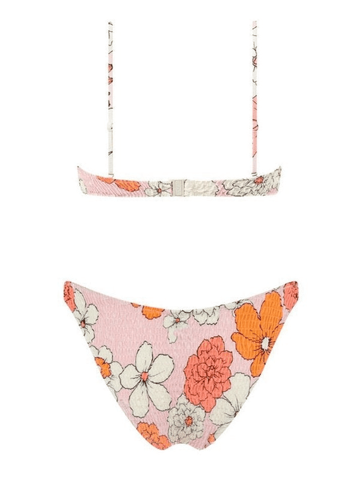 Floral Print Smocked Bikini Set - AnotherChill