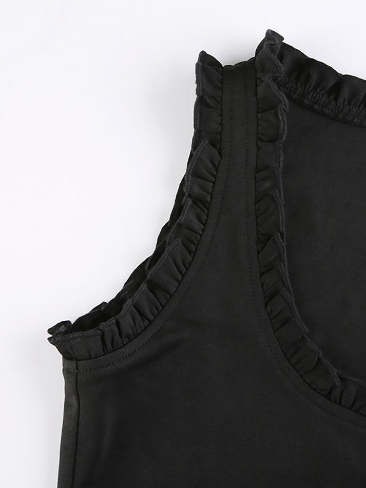 Frill Trim Button Down Corset Top - AnotherChill