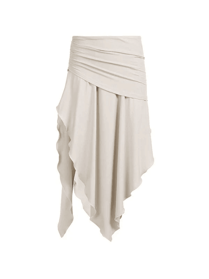 Gathered Slit Irregular Design Low Waist Midi Skirts - AnotherChill