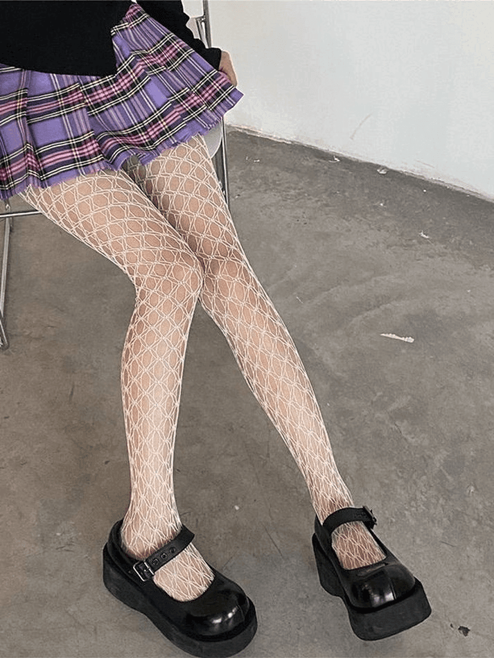 Geometric Pattern Fishnet Tights - AnotherChill