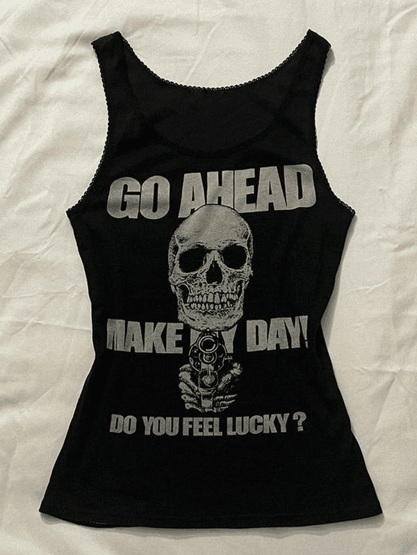 Gothic Punk Skull Print Tank Top - AnotherChill