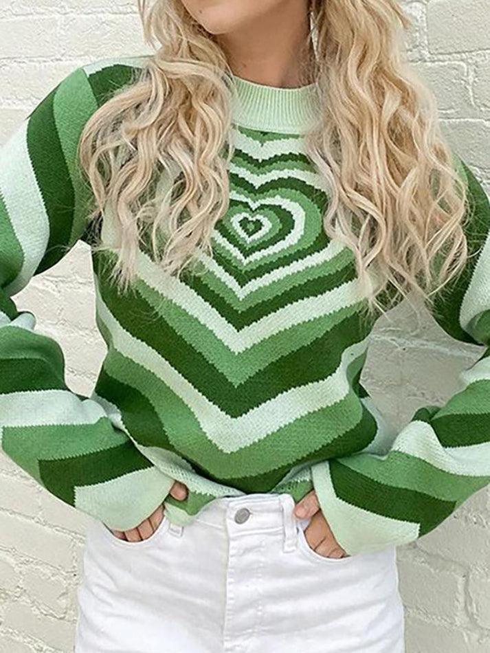 Heart Jacquard Argyle Jumper Sweater - AnotherChill