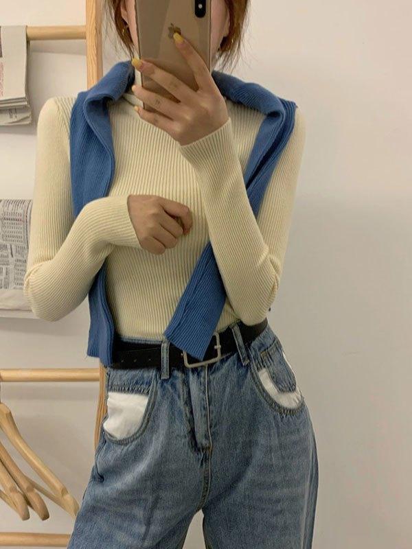 High Neck Jumper Knit Top - AnotherChill