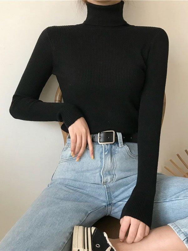 High Neck Jumper Knit Top - AnotherChill