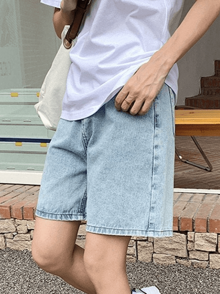 High Waist Straight Leg Denim Shorts - AnotherChill