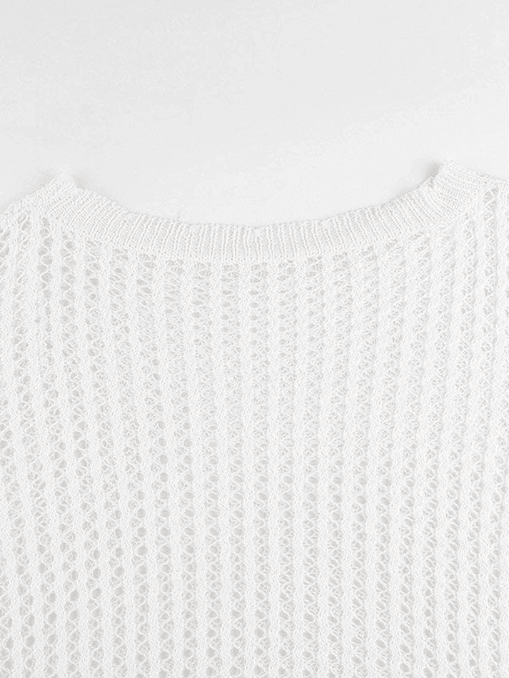 Hollow Out Crochet Long Sleeve Knit Top - AnotherChill