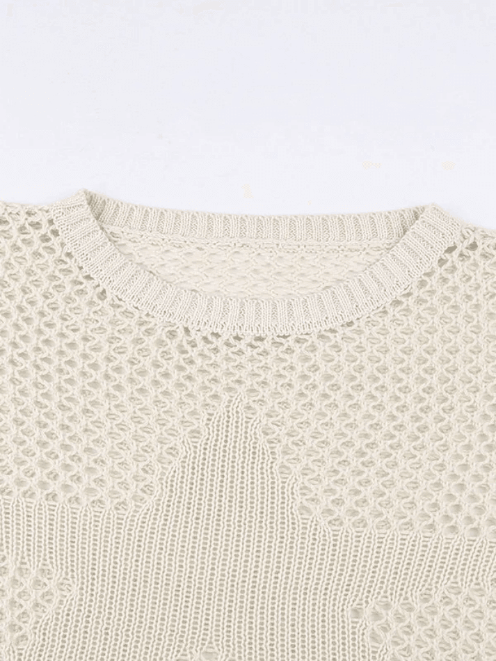 Hollow Out Star Crochet Knit Top - AnotherChill