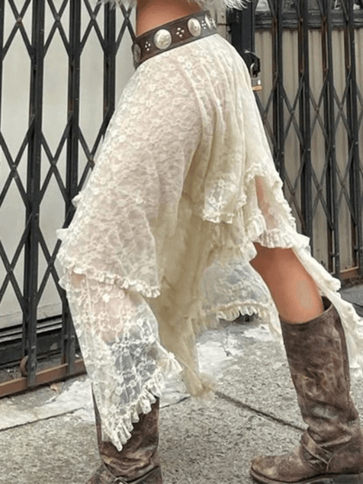 Irregular Lace Ruffle Skirt - AnotherChill