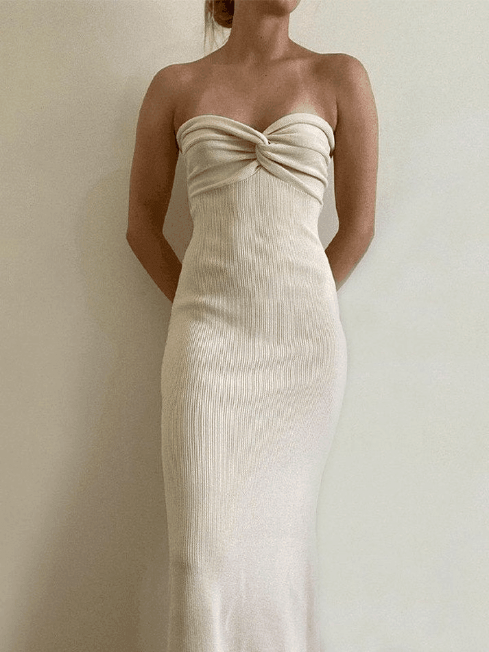 Knitted Twist Strapless Maxi Dress - AnotherChill