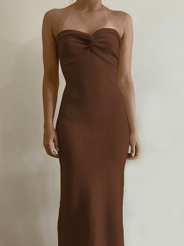 Knitted Twist Strapless Maxi Dress - AnotherChill