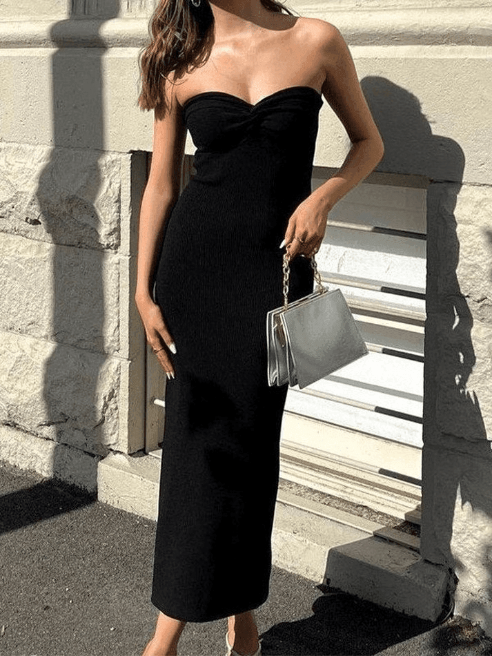 Knitted Twist Strapless Maxi Dress - AnotherChill