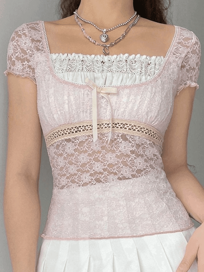 Lace Patchwork Crop Blouse - AnotherChill