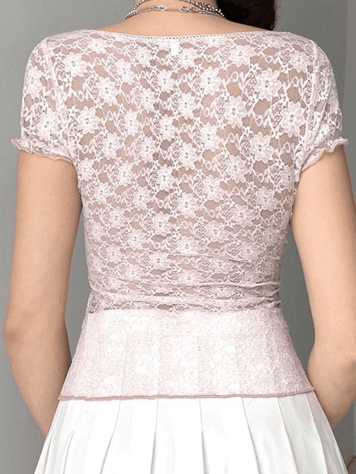 Lace Patchwork Crop Blouse - AnotherChill