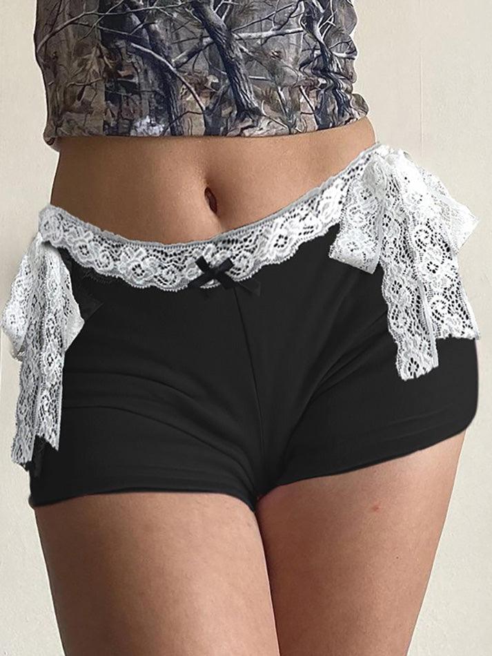 Lace Tie Bow Low-Rise Shorts - AnotherChill