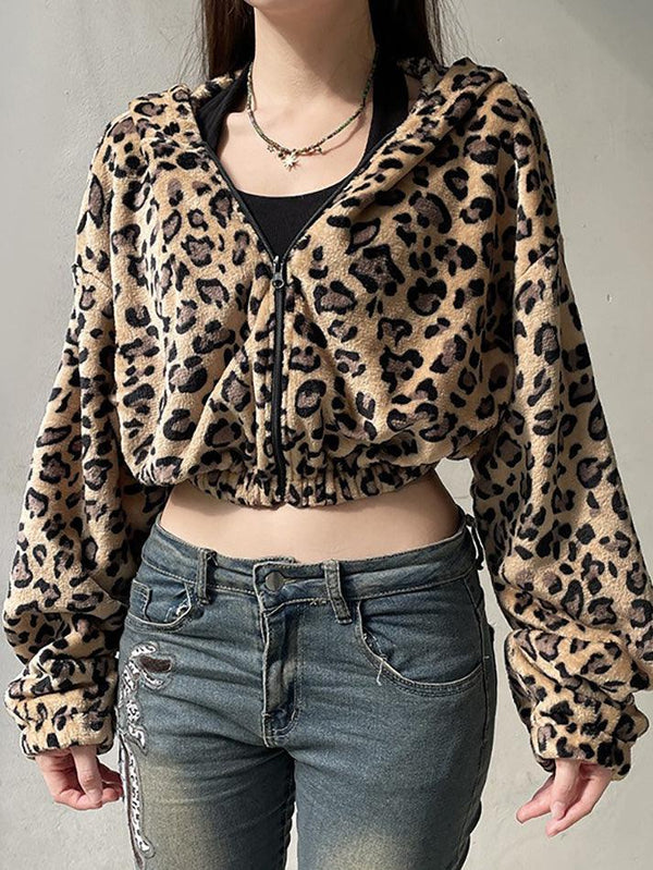 Leopard Print Fleece Hoodie - AnotherChill