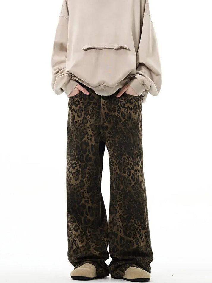 Leopard Print Straight Leg Jeans - AnotherChill