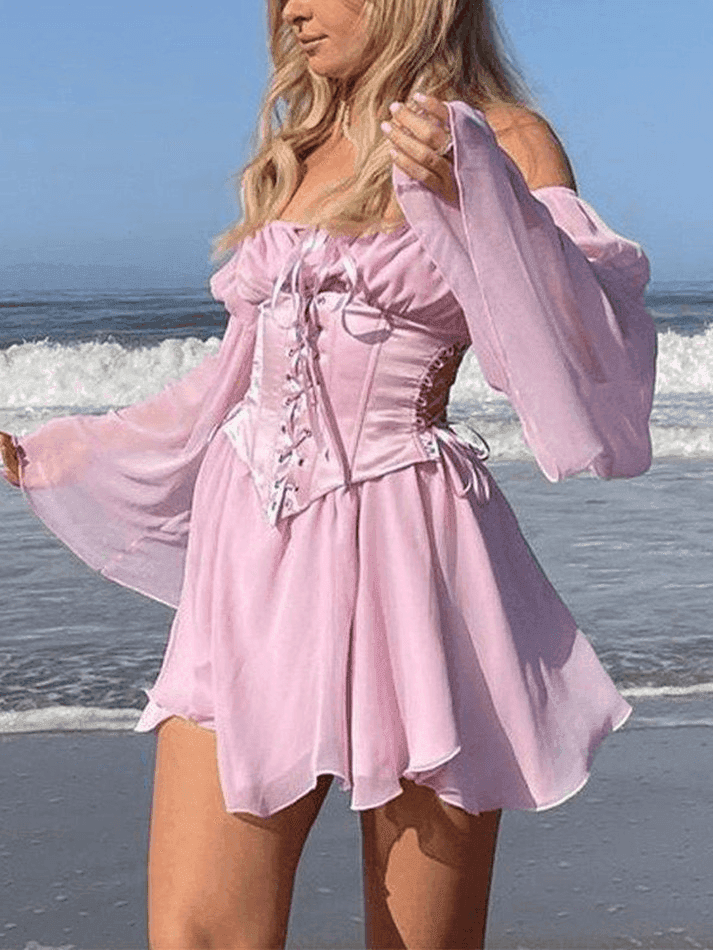 Long Sleeve Corset Mini Dress - AnotherChill