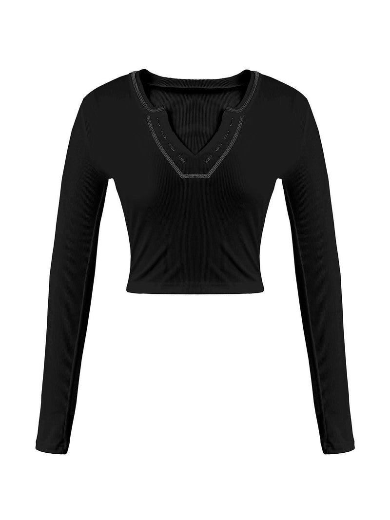 Long Sleeve Ribbed Crop Top - AnotherChill