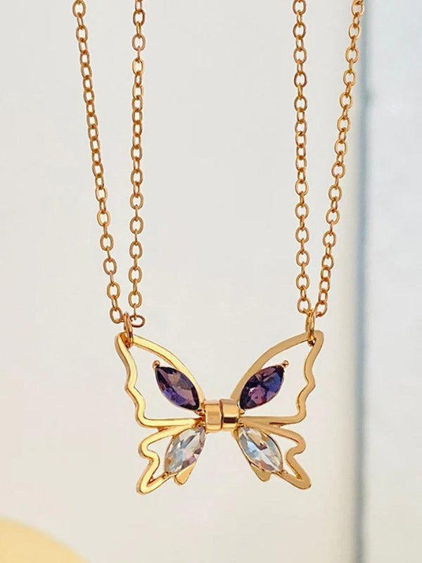 Magnetic Shimmering Butterfly Pendant Necklace - AnotherChill