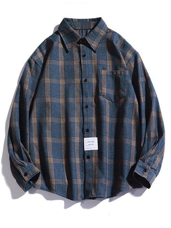 Men's Checkered Long Sleeve Button Shirt - AnotherChill