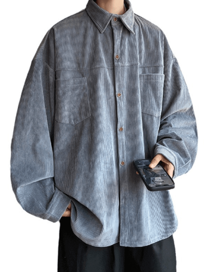 Men's Corduroy Loose Button-Down Shirt - AnotherChill