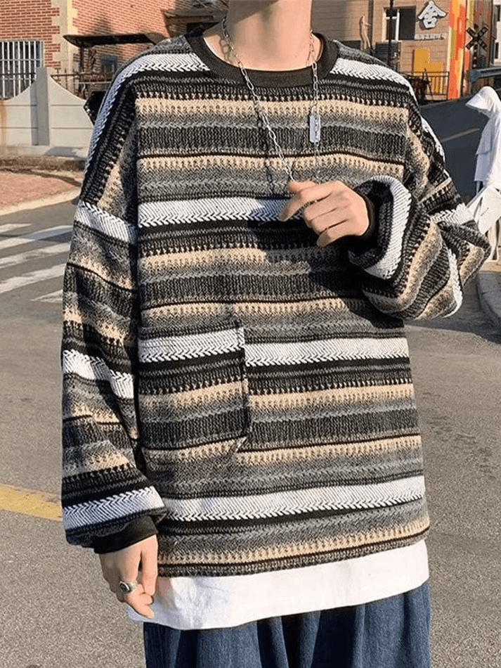 Men's Pocket Striped Knit Sweater - AnotherChill