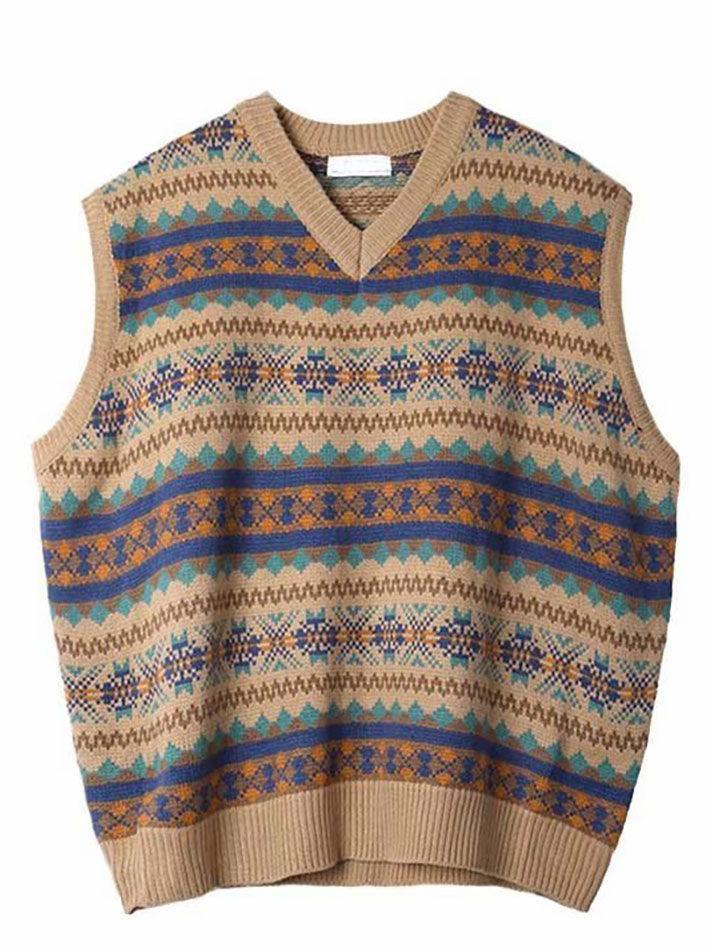 Men's Vintage Jacquard Sweater Vest - AnotherChill