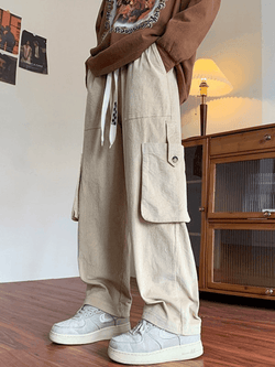 2024 Men's Vintage Straight Leg Corduroy Cargo Pants Beige XL in Pants ...