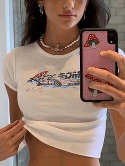 Moto Car Printed Crop Top - AnotherChill