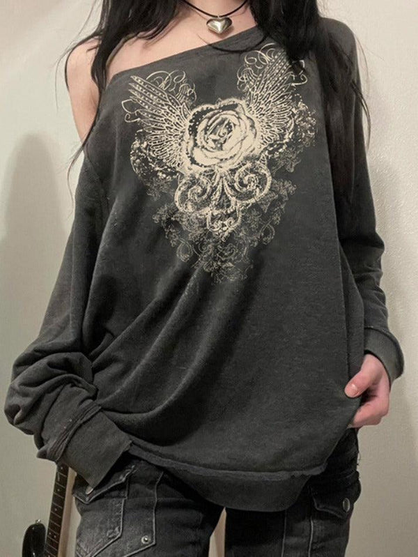 Niche Design Vintage Rose Sweatshirts - AnotherChill