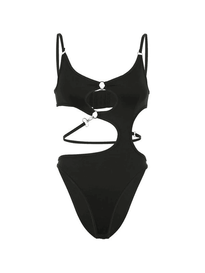 O Ring Cutout Black Cami Bodysuit - AnotherChill