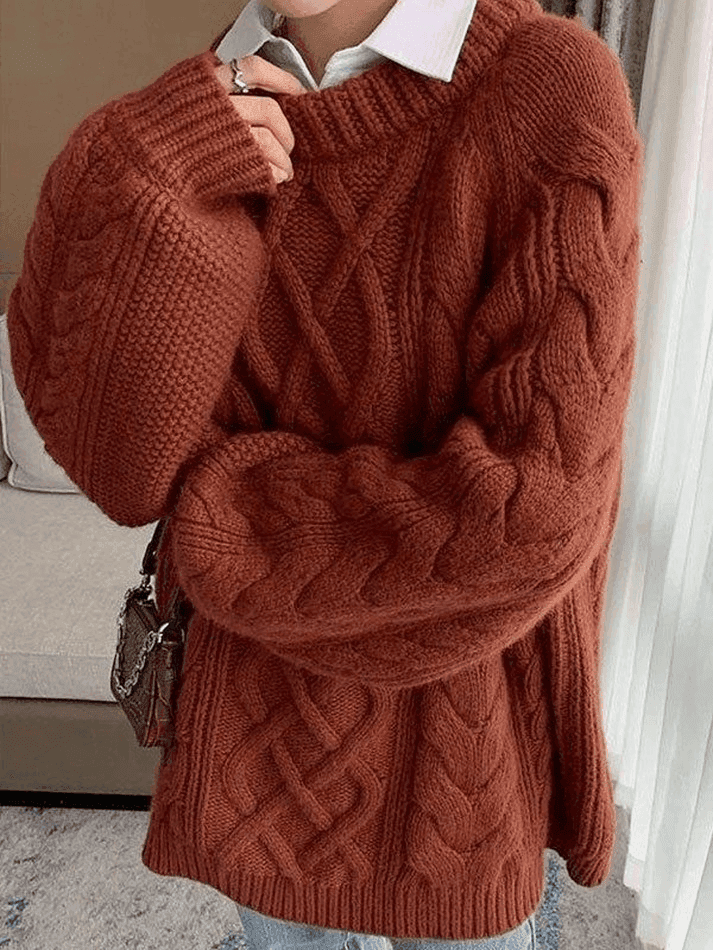 Oversized Cable Knit Sweater - AnotherChill