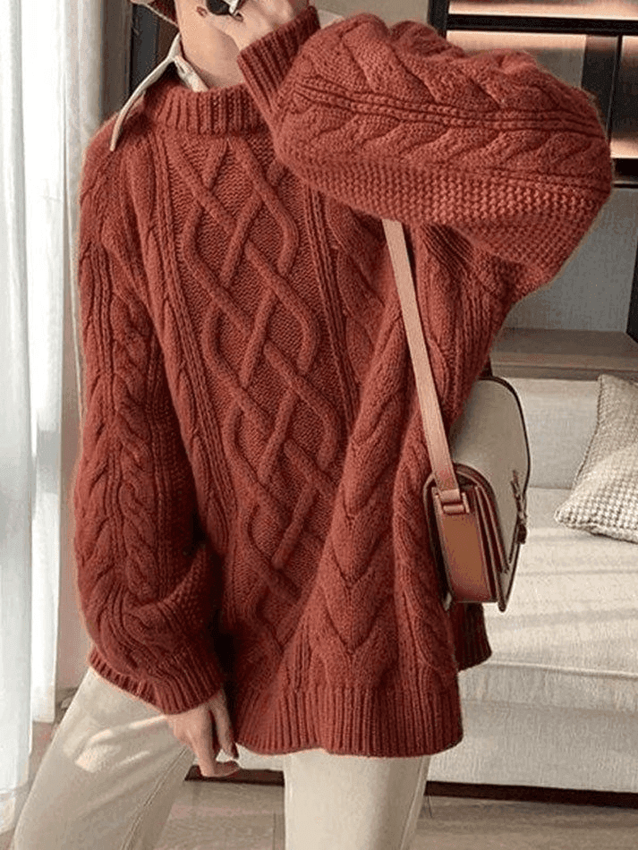 Oversized Cable Knit Sweater - AnotherChill