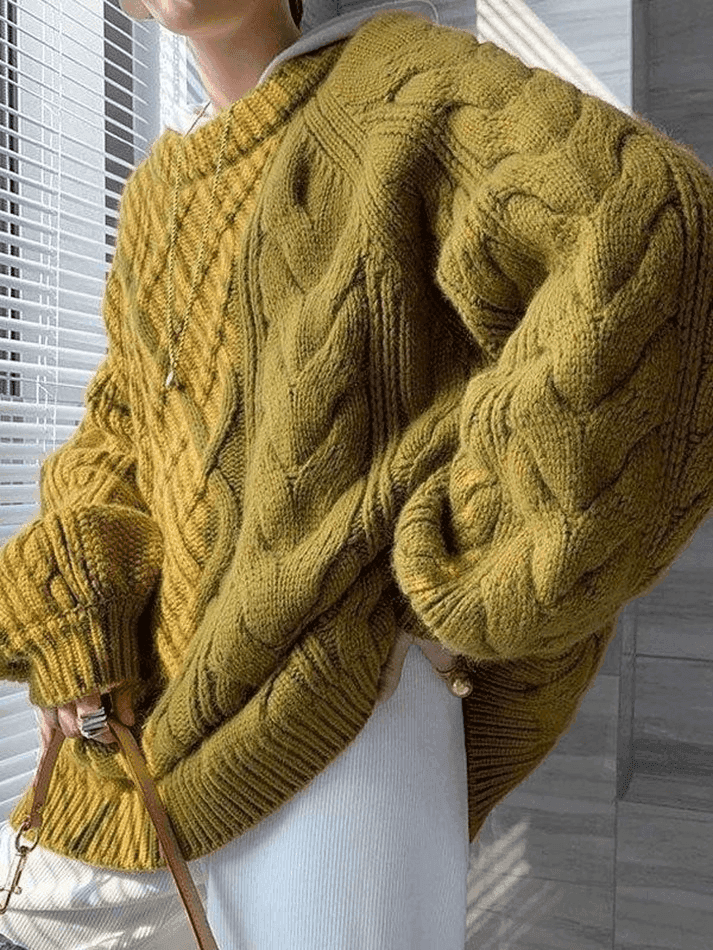 Oversized Cable Knit Sweater - AnotherChill