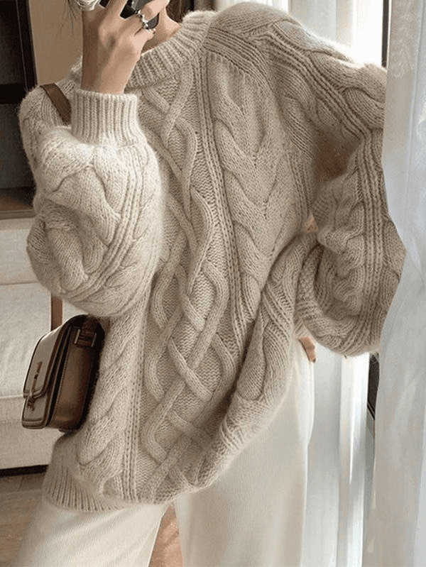 Oversized Cable Knit Sweater - AnotherChill