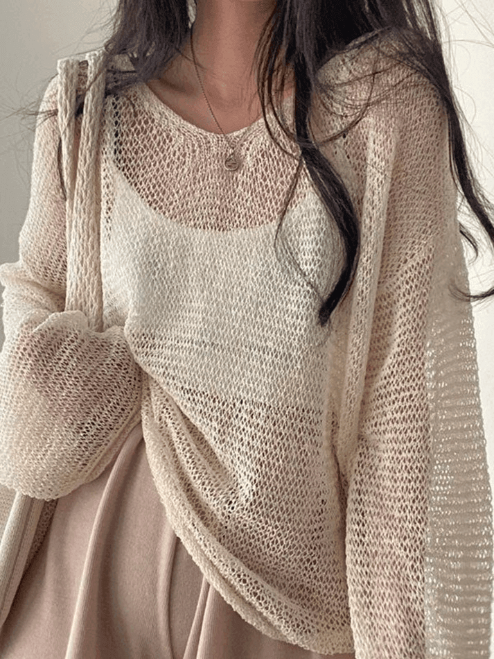 Oversized Long Sleeve Crochet Knit Top - AnotherChill