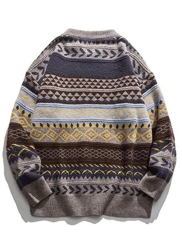 Oversized Mixed Jacquard Sweater - AnotherChill