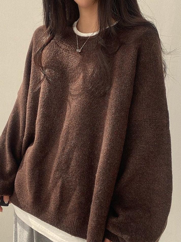 Oversized Split Hem Pullover Sweater - AnotherChill