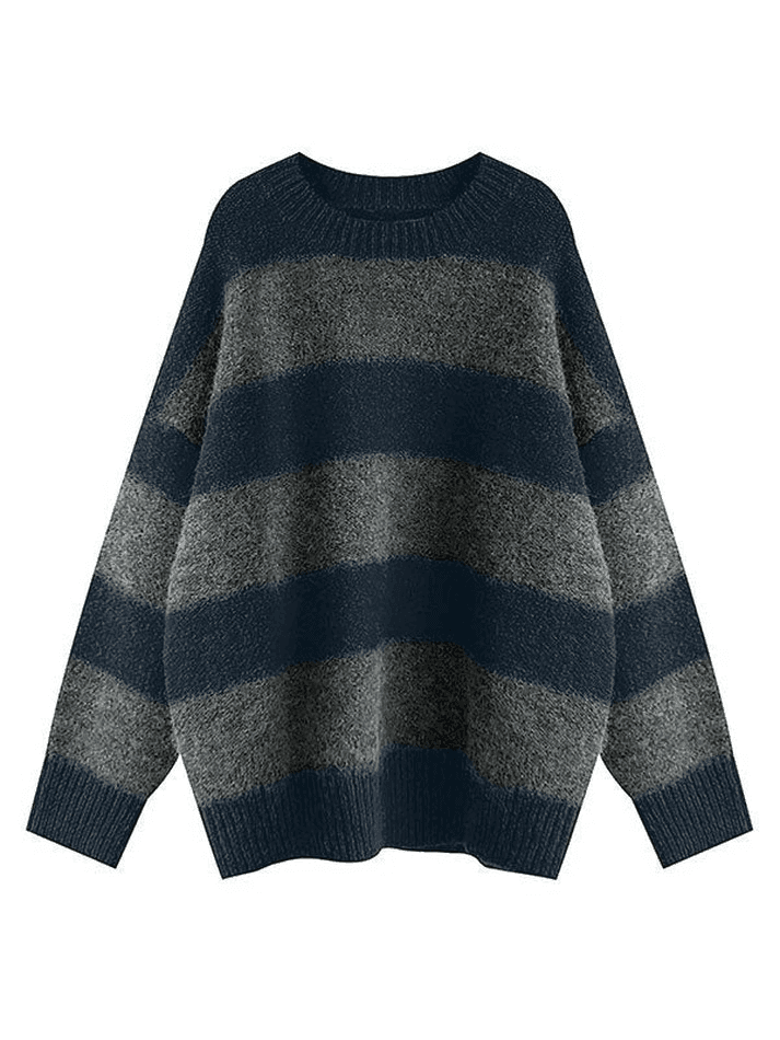 Oversized Stripe Pullover Sweater - AnotherChill