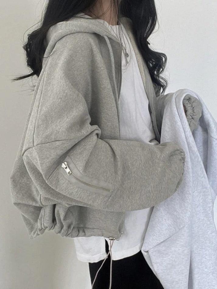 Oversized Zip Up Gray Hoodie - AnotherChill