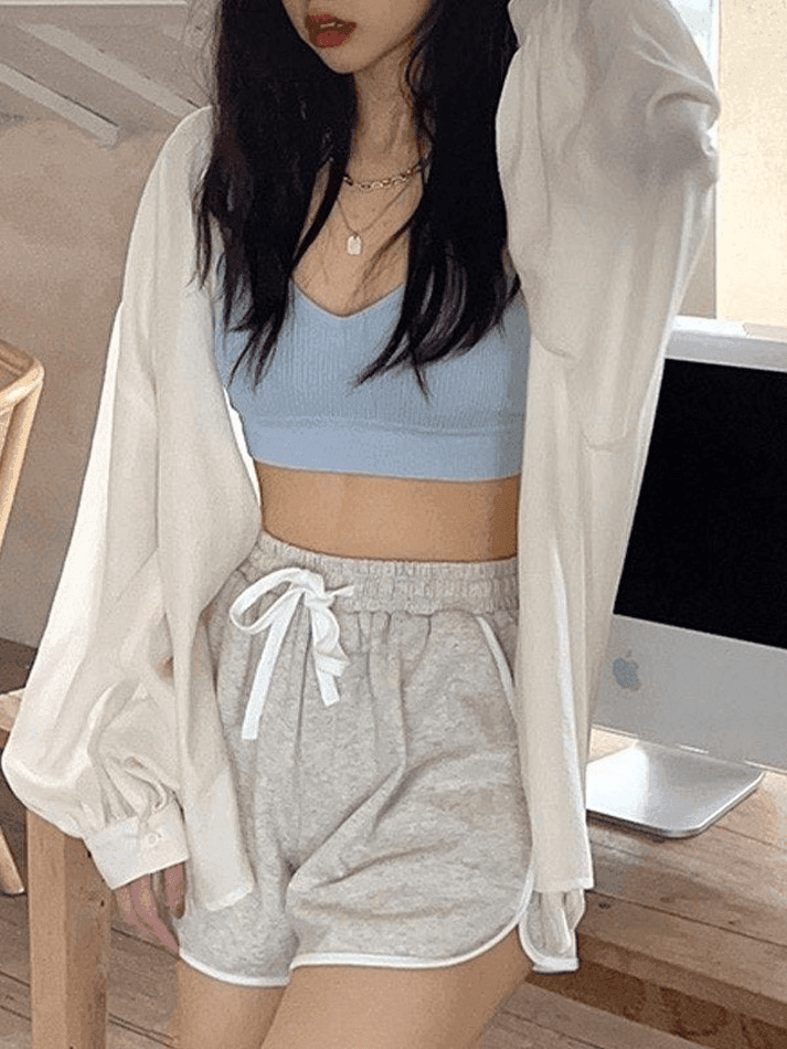 Padded V Neck Rib Crop Cami Top - AnotherChill