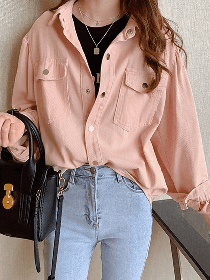 Pleated Oversized Long Sleeve Blouse - AnotherChill