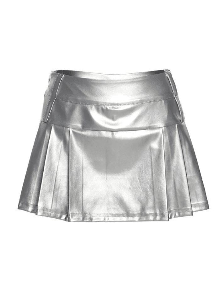 Pleated Pu Leather Mini Skirt - AnotherChill