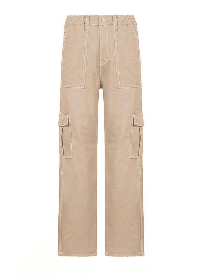 Pocket Detail Straight Cargo Jeans - AnotherChill