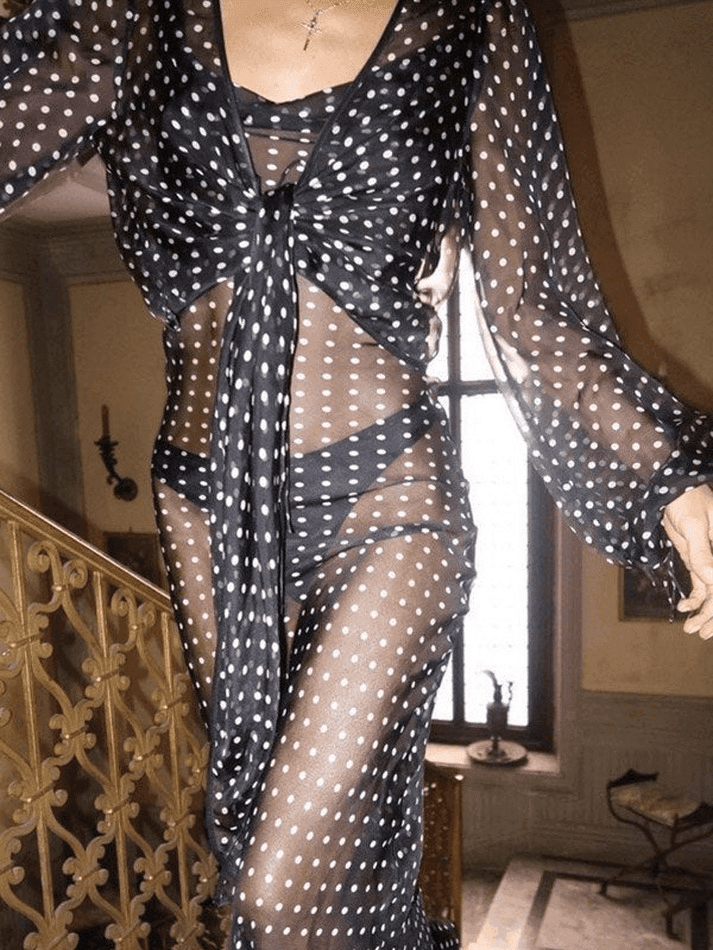 Polka Dot Sheer Mesh Maxi Dress - AnotherChill