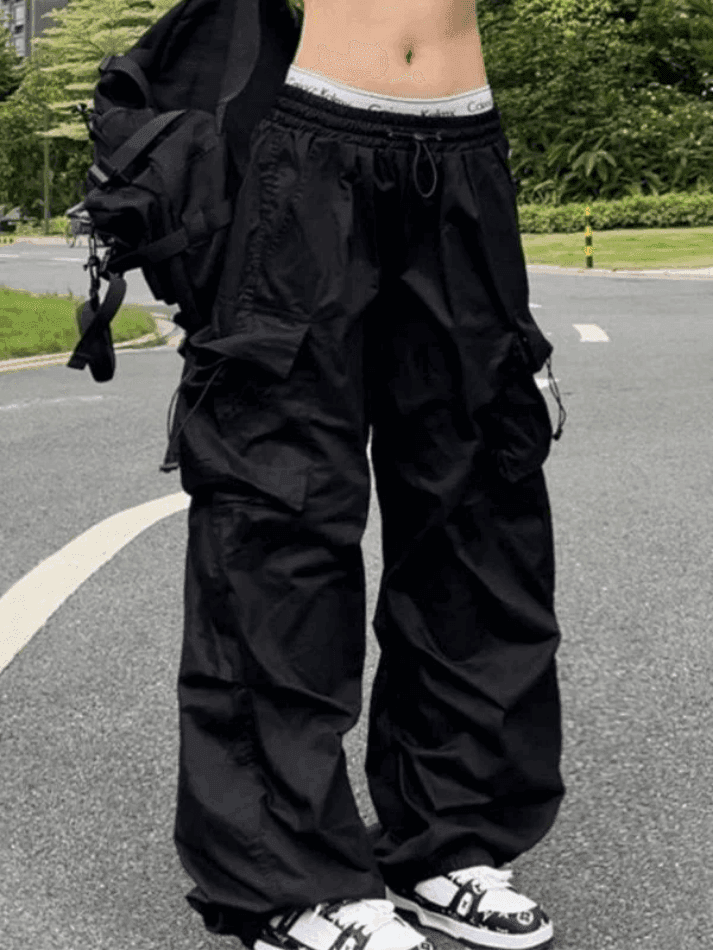 Punk Ruched Baggy Cargo Pants - AnotherChill