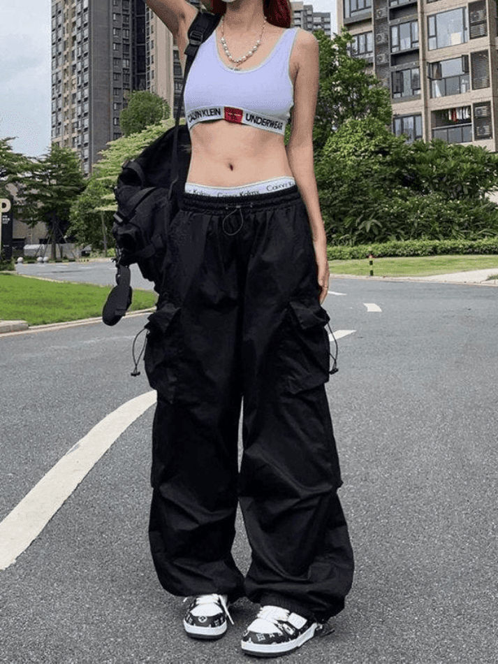 Punk Ruched Baggy Cargo Pants - AnotherChill