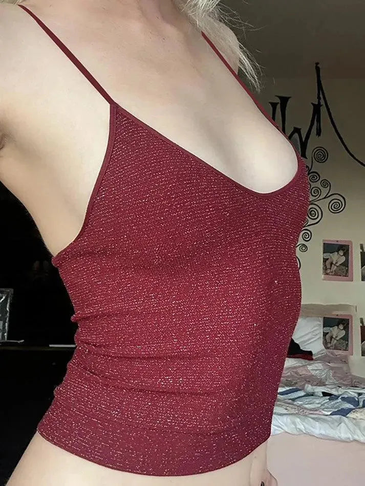 Red Sexy Sequin Tank Top - AnotherChill