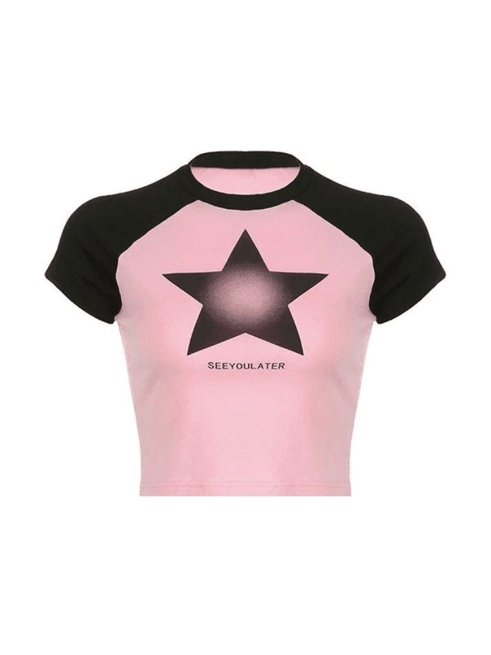 Retro Star Raglan Short Sleeve Tee - AnotherChill